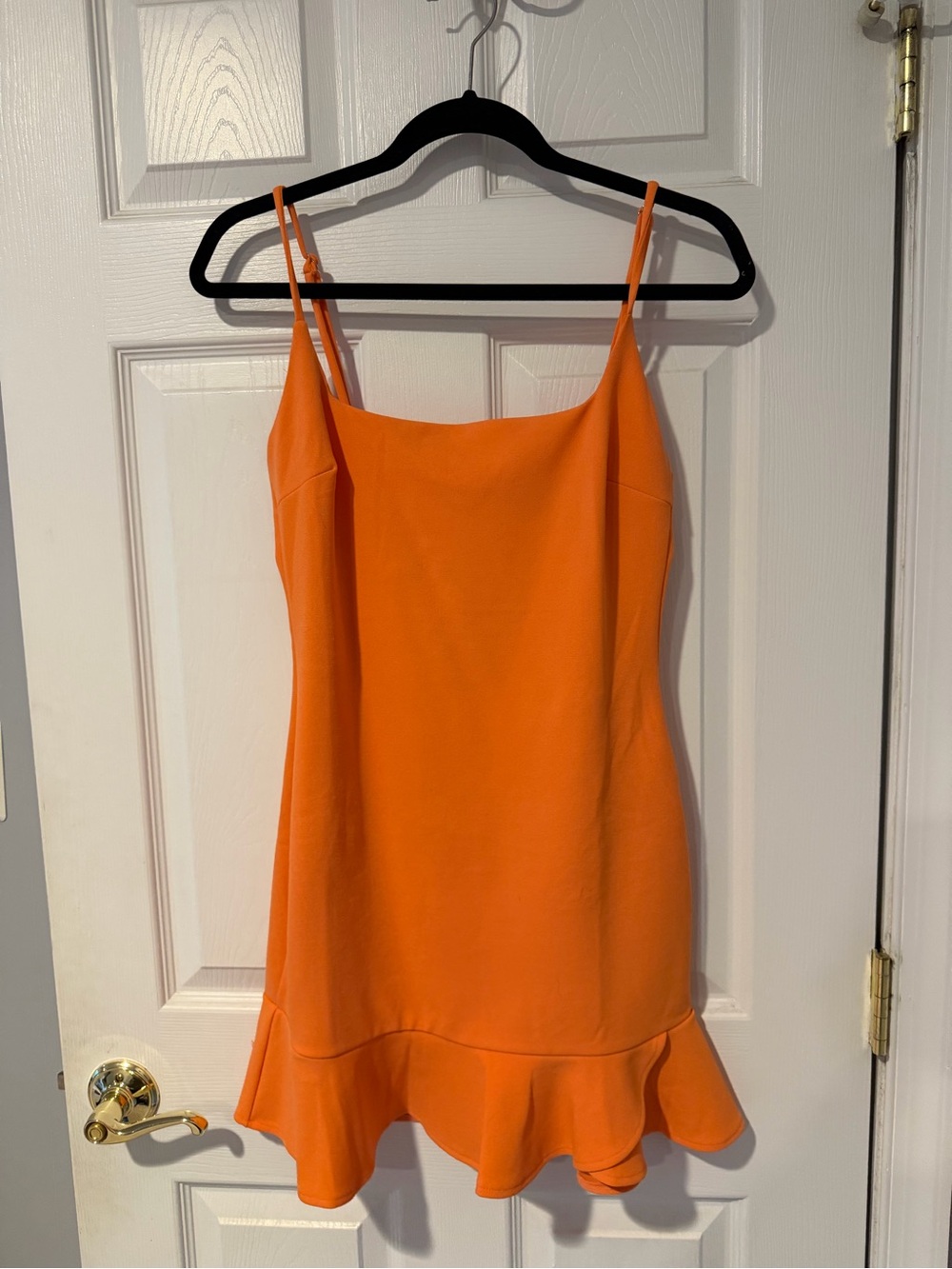 Lulu's Bright Orange Mini Dress with Ruffle Hem